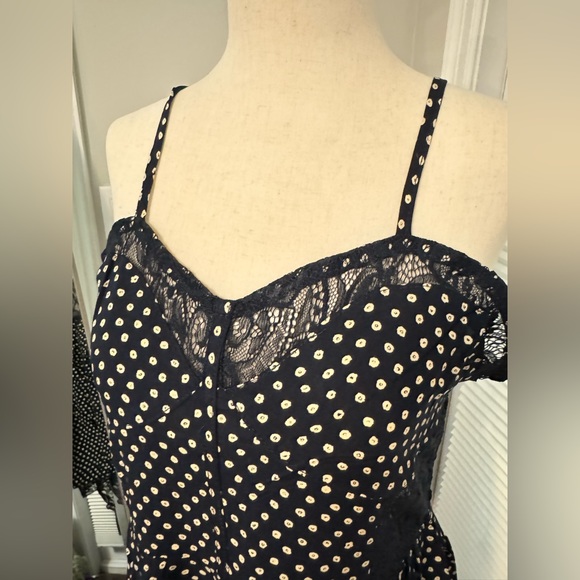 Catch Me | Navy Blue and White Flower Polka Dotted Summer Dress | Medium - Picture 6 of 11